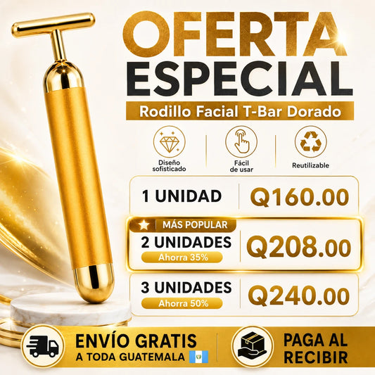 GoldenLift 24K™ | Rodillo Facial Vibratorio Dorado